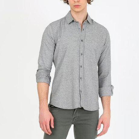 Textured Button Up Shirt // Light Gray (XS)
