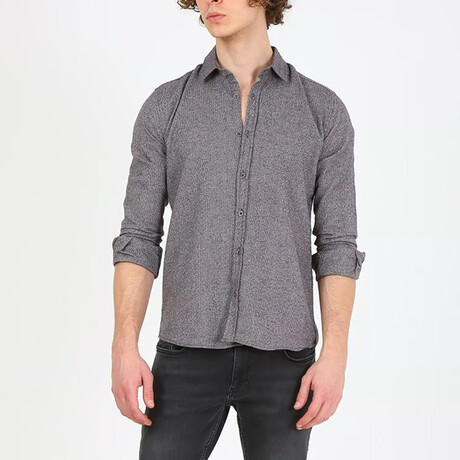 Textured Button Up Shirt // Grey (XS)