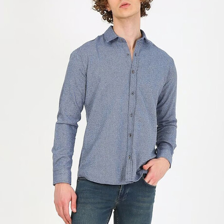 Textured Button Up Shirt // Blue (XS)