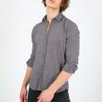 Textured Button Up Shirt // Grey (L)