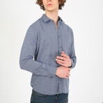 Textured Button Up Shirt // Blue (XS)