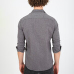 Textured Button Up Shirt // Grey (L)