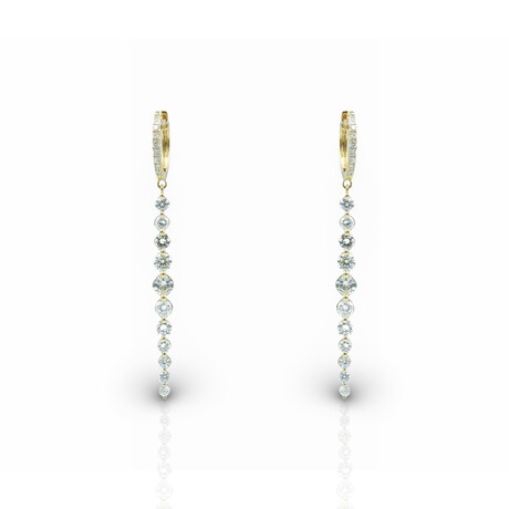 18K Yellow Gold Diamond Drop Earrings // New