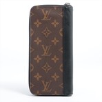 Louis Vuitton Monogram Macassar Zippy Wallet Vertical M60109 CA1129 Black + Brown Round-Zip-Wallet