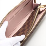 Louis Vuitton Damier Portofeuille Clemence N41626 GI0220 Rose Ballerine Round-Zip-Wallet