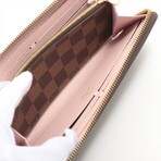 Louis Vuitton Damier Portofeuille Clemence N41626 GI0220 Rose Ballerine Round-Zip-Wallet