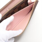 Louis Vuitton Damier Portofeuille Clemence N41626 GI4109 Rose Ballerine Round-Zip-Wallet