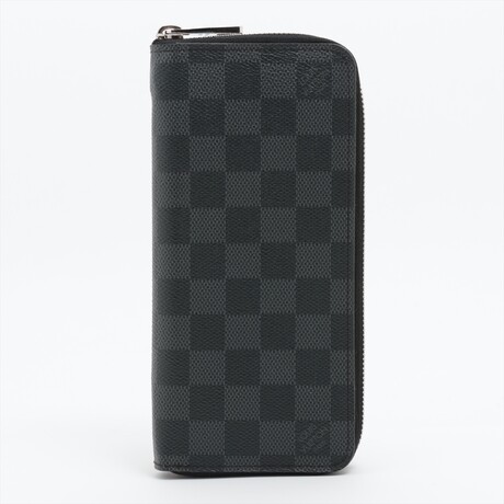 Louis Vuitton Damier Graphite Zippy Wallet Vertical N63095 CA1176 Black Round-Zip-Wallet