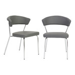 Draco Dining Chair // Gray + Chrome Legs // Set of 2