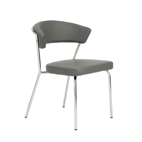 Draco Dining Chair // Gray + Chrome Legs // Set of 2