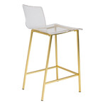 Chloe Counter Stool // Clear Acrylic + Matte Brushed Gold Legs // Set of 2