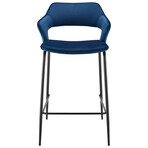 Vidar Counter Stool in Blue Velvet + Black Steel Legs