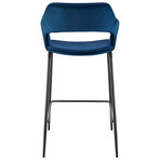 Vidar Counter Stool in Blue Velvet + Black Steel Legs