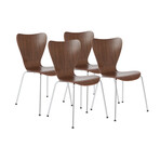 Tendy Pro Stacking Side Chair // American Walnut + Chrome Legs // Set of 4