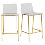 Chloe Counter Stool // Clear Acrylic + Matte Brushed Gold Legs // Set of 2