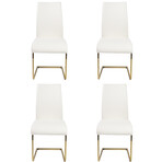 Epifania Dining Chair // White + Matte Brushed Gold Legs // Set of 4