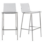 Chloe Counter Stool // Clear Acrylic + Brushed Aluminum Legs // Set of 2