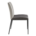 Rasmus Side Chair // Dark Gray Leatherette + Light Gray Fabric + Matte Black Legs // Set of 2