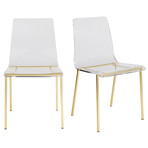 Chloe Side Chair // Clear Acrylic + Matte Gold Legs // Set of 2