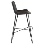 Alisa Bar Stool // Dark Gray Fabric + Dark Gray PU + Matte Black Legs