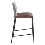 Rasmus Counter Stool // Light Brown Leatherette + Gray Fabric + Matte Black Legs // Set of 2