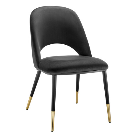 Alby Side Chair // Black Velvet + Black Legs // Set of 2