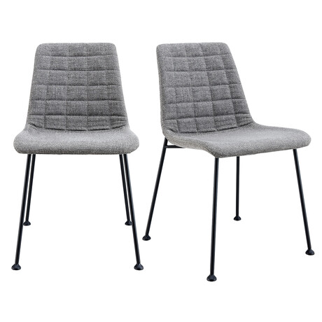 Elma Side Chair // Light Gray Fabric + Matte Black Frame & Legs // Set of 2