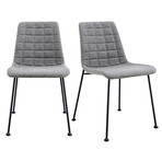 Elma Side Chair // Light Gray Fabric + Matte Black Frame & Legs // Set of 2