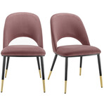 Alby Side Chair // Rose Velvet + Black & Gold Legs // Set of 2