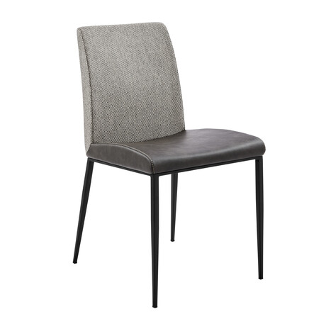 Rasmus Side Chair // Dark Gray Leatherette + Light Gray Fabric + Matte Black Legs // Set of 2