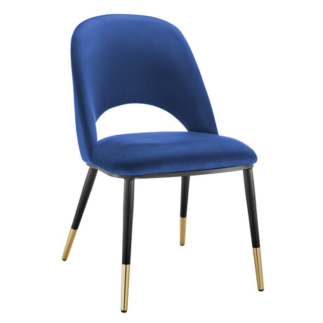 Alby Side Chair // Blue Velvet + Gold & Black Legs // Set of 2