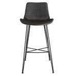 Alisa Bar Stool // Dark Gray Fabric + Dark Gray PU + Matte Black Legs