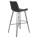 Alisa Bar Stool // Dark Gray Fabric + Dark Gray PU + Matte Black Legs