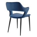 Vidar Side Chair in Blue Velvet with Black Steel Legs // Set of 1