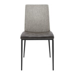 Rasmus Side Chair // Dark Gray Leatherette + Light Gray Fabric + Matte Black Legs // Set of 2
