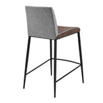 Rasmus Counter Stool // Light Brown Leatherette + Gray Fabric + Matte Black Legs // Set of 2