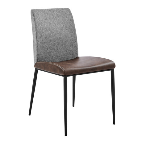 Rasmus Side Chair // Light Brown Leatherette + Gray Fabric + Matte Black Legs // Set of 2