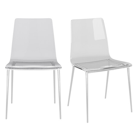 Chloe Side Chair // Clear Acrylic + Brushed Nickel Legs // Set of 2