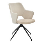 Darcie Armchair // Light Beige Fabric + Beige Leatherette + Black Base