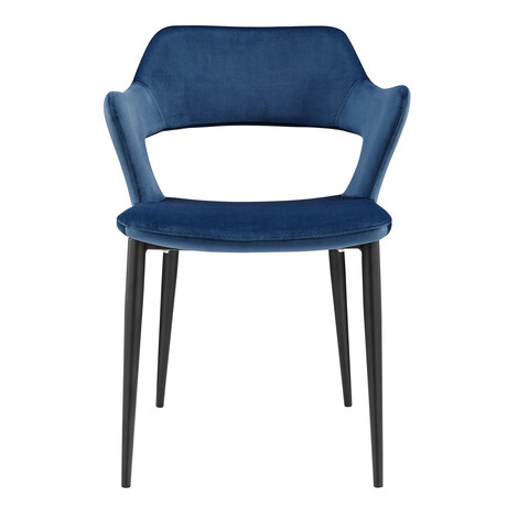 Vidar Side Chair in Blue Velvet with Black Steel Legs 