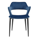 Vidar Side Chair in Blue Velvet with Black Steel Legs // Set of 1