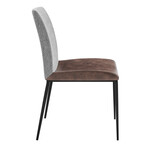 Rasmus Side Chair // Light Brown Leatherette + Gray Fabric + Matte Black Legs // Set of 2