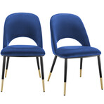 Alby Side Chair // Blue Velvet + Gold & Black Legs // Set of 2