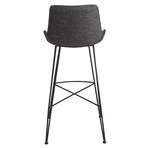 Alisa Bar Stool // Dark Gray Fabric + Dark Gray PU + Matte Black Legs