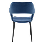 Vidar Side Chair in Blue Velvet with Black Steel Legs // Set of 1