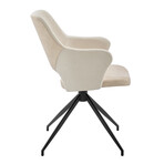 Darcie Armchair // Light Beige Fabric + Beige Leatherette + Black Base