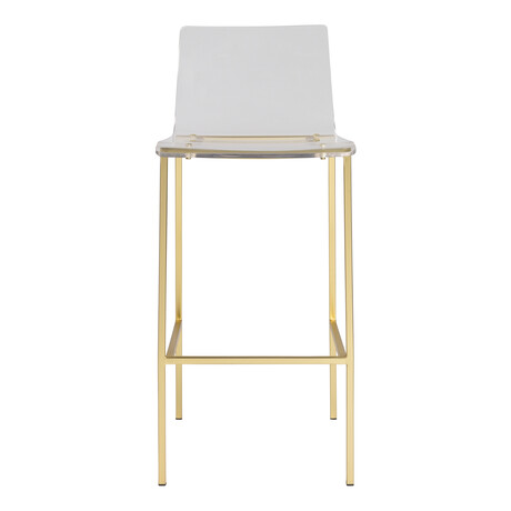 Chloe Bar Stool // Clear Acrylic + Matte Brushed Gold Legs // Set of 2
