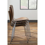 Tendy Pro Stacking Side Chair // American Walnut + Chrome Legs // Set of 4