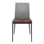 Rasmus Side Chair // Light Brown Leatherette + Gray Fabric + Matte Black Legs // Set of 2