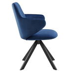 Vigo Swivel Side Chair // Blue Velvet + Black Steel Legs